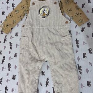 Disney Winnie the Pooh Beige Overalls outfit 18m